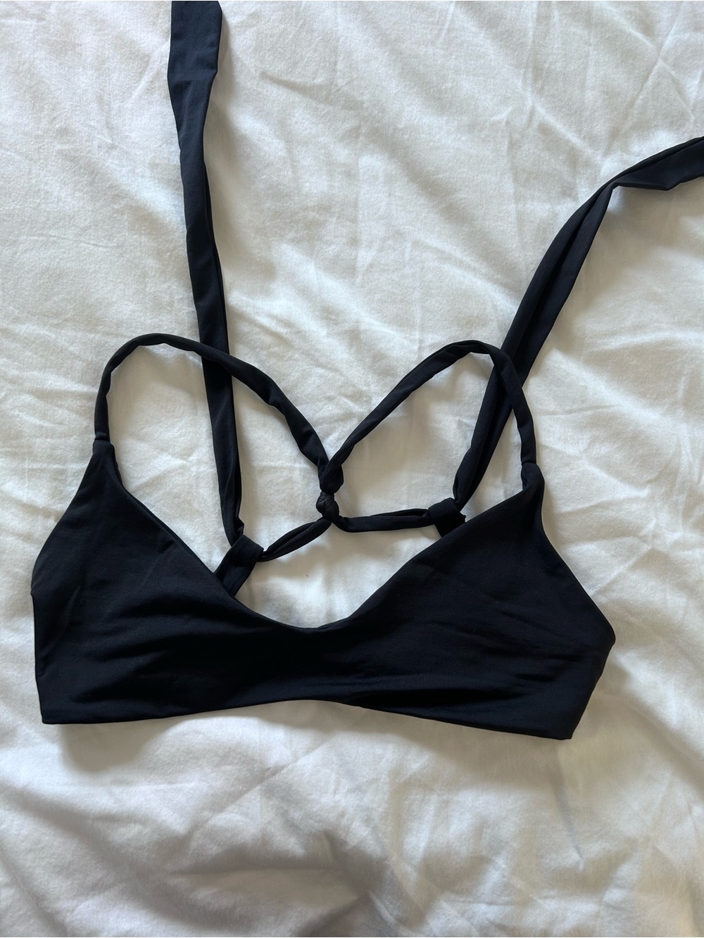 Frankie's Bikinis Black Knotted Strappy Swim Top